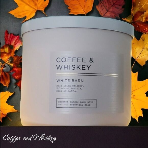 Bath & Body Works Coffee and Whiskey 3 Wick Candle (White Barn) - Picture 1 of 4